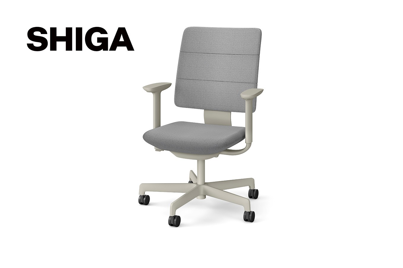 イトーキ SHIGA シガ 昇降脚 背トリプル ベースカラー:ペールオリーブ / 座面カラー:グレーC(KJ-517SEM-L4C5F)キャスター5本脚 【アンクルムーブ・シンクロロッキング / アジャスタブル肘 / 抵抗付きウレタンキャスター】 日本製 ワークチェア オフィスチェア 柴田文江氏デザイン【EI186W】