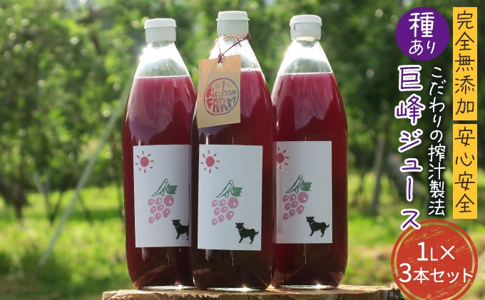 【完全無添加】【安心安全】【こだわりの搾汁製法】種あり巨峰ジュース300ml×4本セット【栽培期間中 除草剤・ネオニコチノイド系農薬・化学肥料不使用】 果実飲料 フルーツジュース 飲み物 グレープジュース