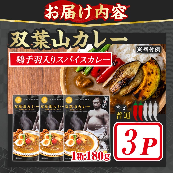 双葉山カレー(計540g・180g×3P) 鶏肉 鳥肉 とりにく とり肉 お肉 カレー チキンカレー スパイスカレー レトルト 簡単調理 常温 保存【115601400】【SFPコンサルティング】