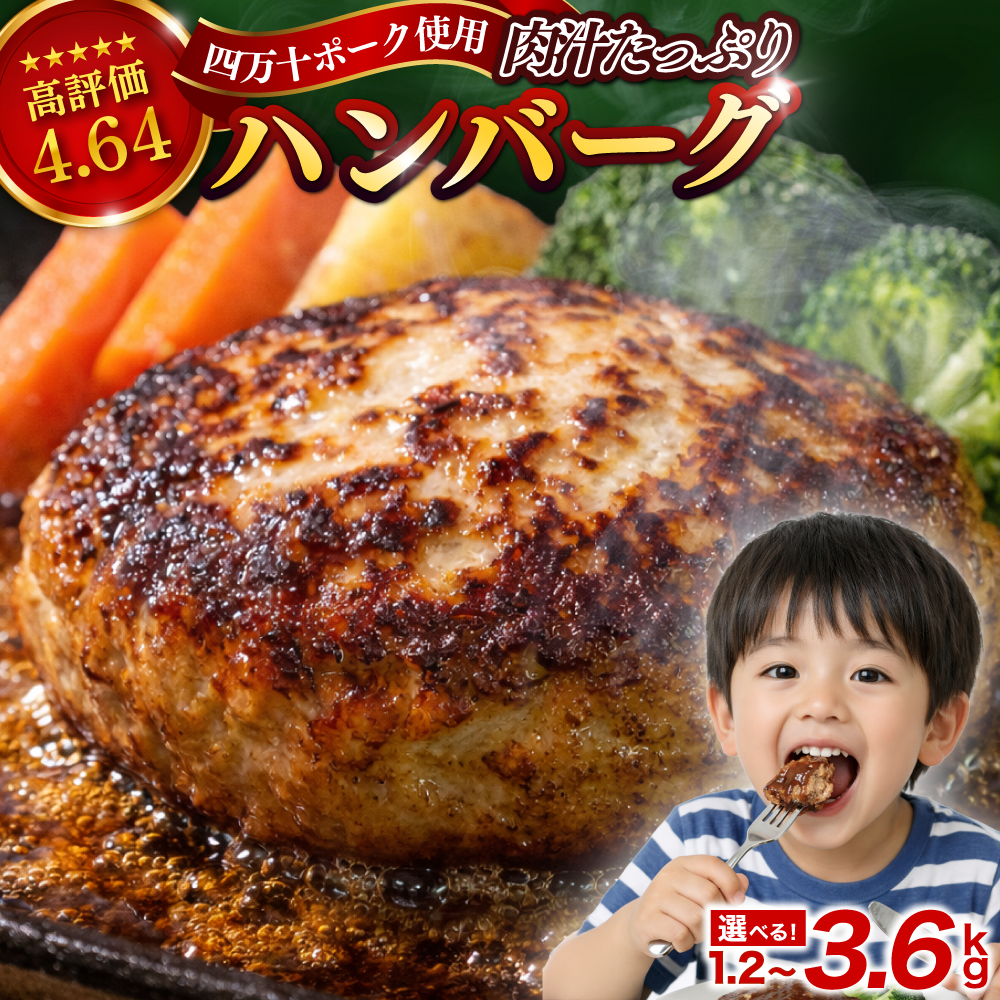 ハンバーグ 四万十ポーク 入り 1.2kg ( 200g × 6個 ) 冷凍 真空 小分け 個包装 肉汁 たっぷり 大容量 大きめ 合挽き 牛肉 豚肉 保存料 不使用 ビーフ ポーク 合いびき肉 挽肉 ジューシー お弁当 おかず 惣菜 晩ごはん 贅沢 ギフト 贈り物 贈答 