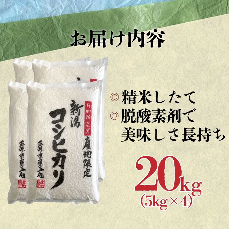 【最短1週間発送!！】 新潟県産 コシヒカリ 20kg 5kg×4袋 令和7年産 月岡温泉米 こしひかり 月岡 温泉 お米 こめ ご飯 ごはん おいしい 新潟 新潟県 米 5kg 20kg 新発田産 新潟産 朝食 昼食 夕飯 炊きたて 精米 watasho003_2025