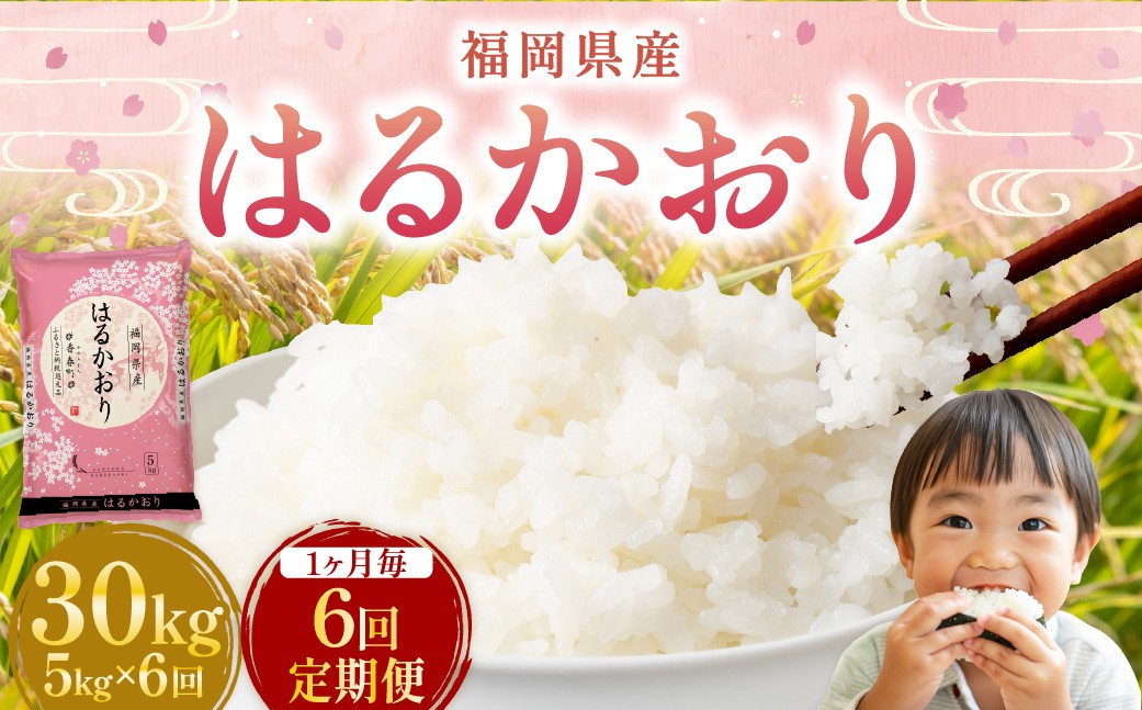 【1ヶ月毎6回定期便】 はるかおり5kg 計30kg / 米 コメ お米 ライス ご飯 ごはん 飯 食品 精米 定期便 常温 福岡県 香春町