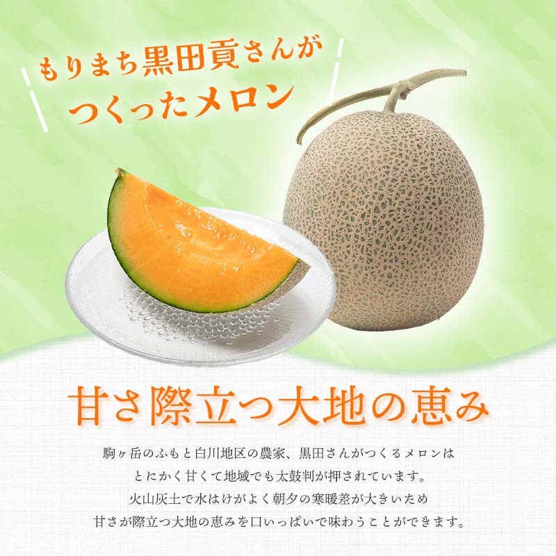 【先行予約】北海道森町産ルピアレッド 赤肉メロン「もりまち黒田貢さんがつくったメロン」2玉(1.6～1.8kg) （2026年6月中旬より順次発送） ＜株式会社 商舎＞ メロン 赤肉 ルピアレッド 果物 北海道産 ふるさと納税 北海道 森町 mr1-0481