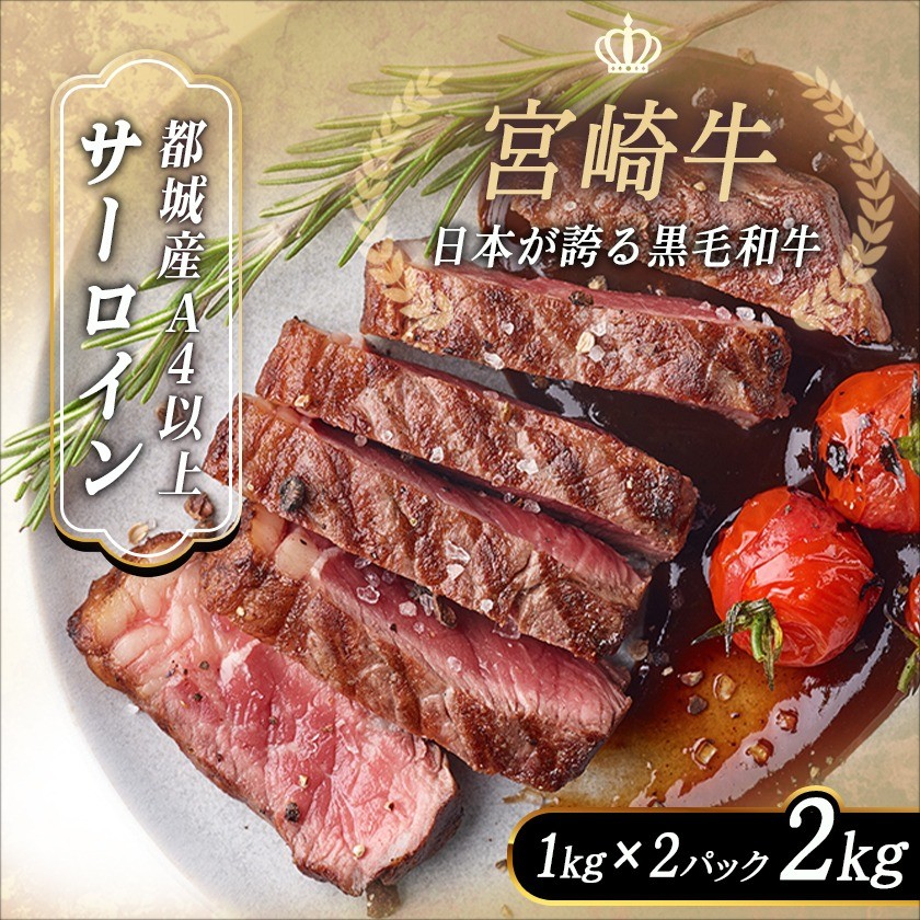 宮崎牛サーロインブロック2kg_DI-2502_( 都城市 ) 牛肉 宮崎牛 サーロインブロック 1kg 2kg ステーキ 国産牛 A4ランク 4等級 キャンプ ギフト 贈答用