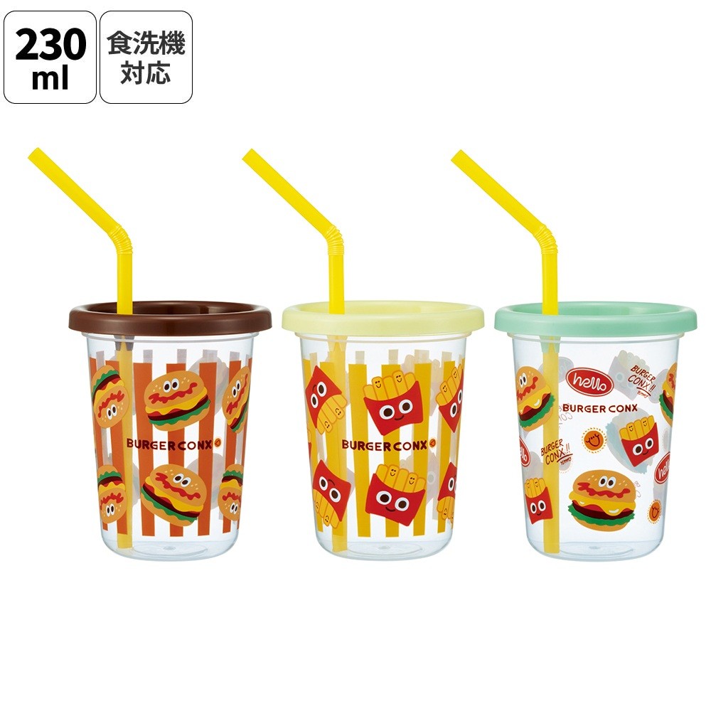 ストロー付きコップ 3個 セット SIH2ST バーガーコンクス 【ストロー付き 割れにくい ストローコップ プラスチック】スケーター 725715 奈良県 奈良市 skt056