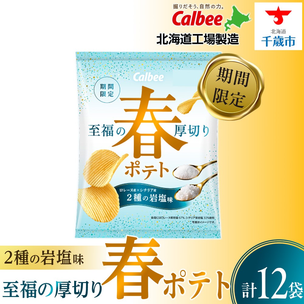 春ポテト<2種の岩塩味> 12袋入×1箱 カルビー ポテトチップス《千歳工場製造》