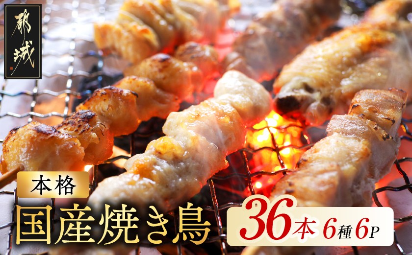 職人串打ちの本格焼き鳥36本!!_LG8-33-014-36_(都城市) 焼鳥串 生冷凍串 冷凍生肉 もも 皮 手羽 小肉 砂肝 ぼんじり ねぎま ハラミ せせり ささみ つくね ふりそで 6本入り 6P 計1.2kg BBQ 鶏肉 国産 小分け ★レビューキャンペーン対象品★