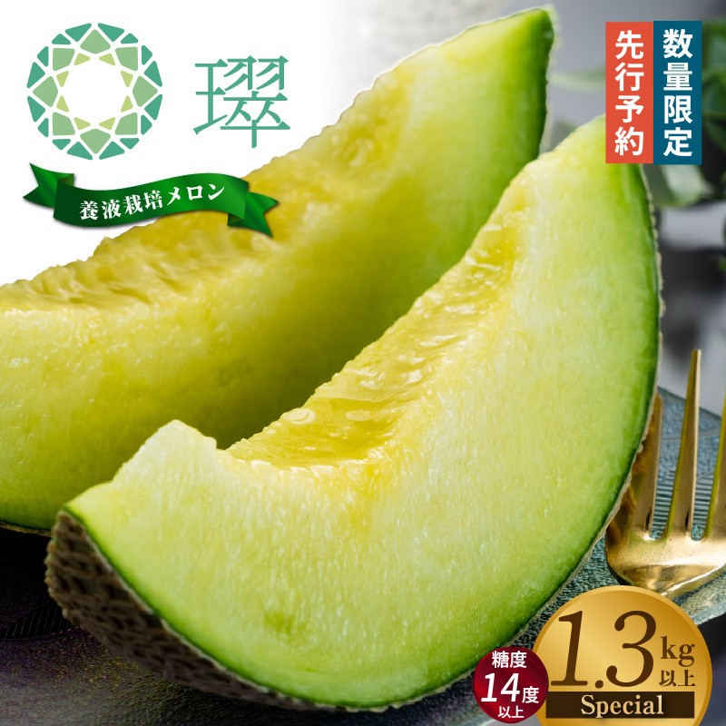 【先行予約】養液栽培メロン「璻」1玉【Special】(糖度14度以上、重さ1.3㎏以上)【熨斗対応可能】│メロン めろん 果物 フルーツ 高級 旬 お取り寄せ 青肉 ご褒美 グルメ 璻 甘い 愛知県 常滑市
