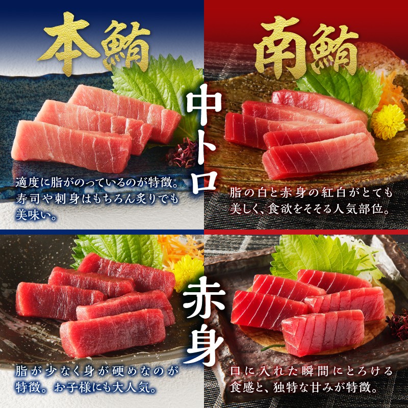a15-708 マグロ 本マグロ 南マグロ 天然 中トロ 赤身 食べ比べ 柵 贅沢 360g