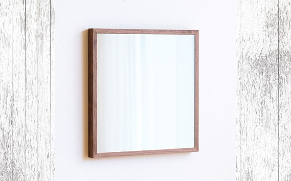 府中家具　Mirror SANO　56×56　ウォールナット ／ 木製 鏡 ミラー インテリア 広島県 No.619-01