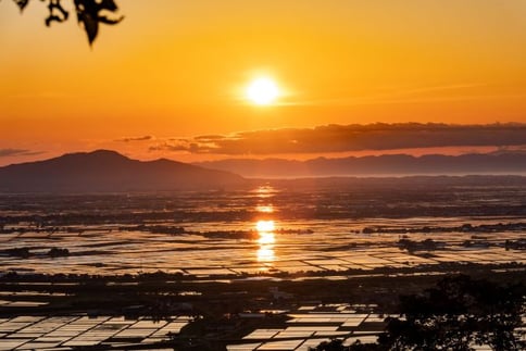 護摩堂山山頂からの夕日