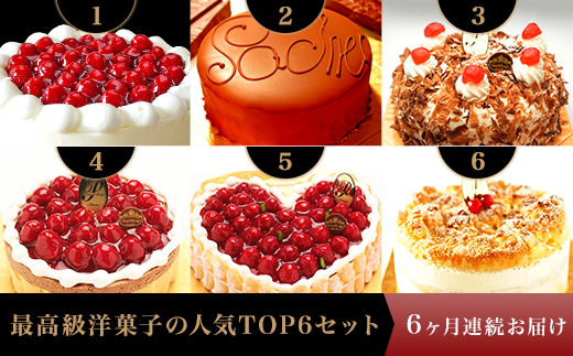 J0249【6ヶ月連続お届け】最高級洋菓子の人気TOP6セット