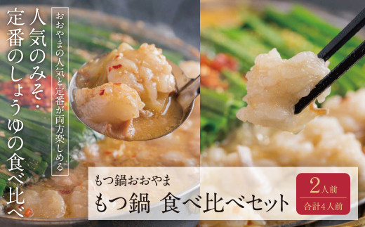 H65-31 博多もつ鍋おおやま みそ・しょうゆ食べ比べセット 2人前（合計4人前）