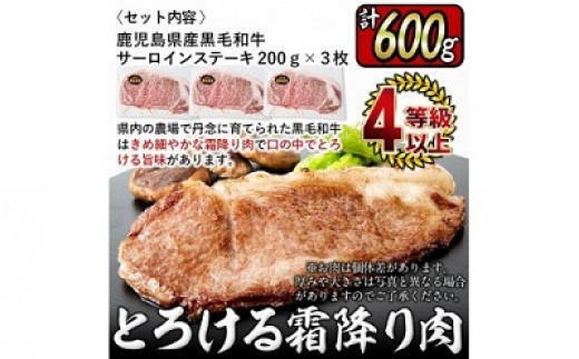 【数量限定】鹿児島県産黒毛和牛サーロインステーキ 200g×4枚 b7-011