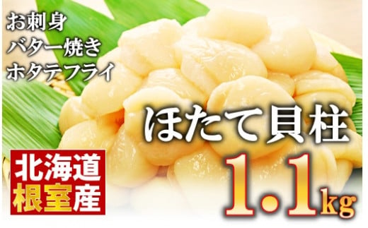 A-10020 ＼漁業者応援品／【 北海道 根室 産】お刺身用ほたて貝柱1.1kg ふるさと納税 ホタテ 帆立 中粒 冷凍 海鮮 人気