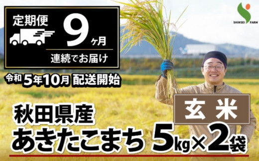 495P9003 【定期便9ヶ月】秋田県産あきたこまち(玄米)10kg