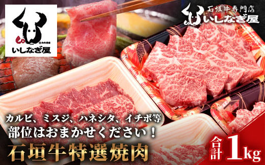 石垣牛特選焼肉1kg（いしなぎ屋）【 特選肉 肉 高級 黒毛和牛 和牛 牛 】AB-17