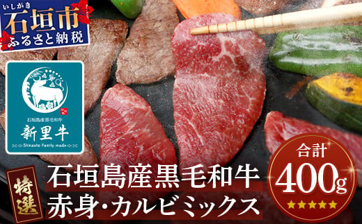 石垣島産 黒毛和牛 新里牛 【特選】赤身・カルビ焼肉ミックス(400g×1袋)【 焼肉 特選 カルビ 赤身 牛肉 和牛 バーベキュー BBQ 石垣 石垣島 沖縄 八重山 】SZ-1