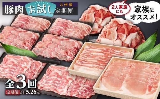 【SA143へ移行】九州産豚肉お試し定期便5.26kg（計3回）