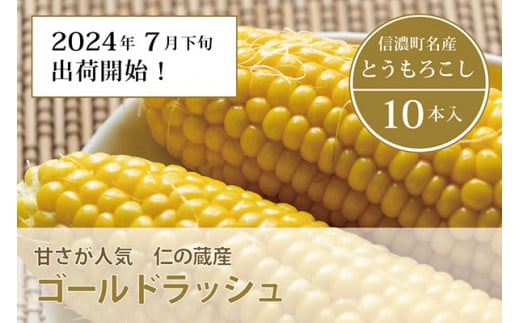 仁の蔵『ゴールドラッシュ 10本』信濃町産トウモロコシ ／スイートコーンの人気品種を予約受付！ 【2025年夏のご予約受付開始！】令和7年7月下旬〜出荷予定 2025年夏出荷分 先行予約【長野県信濃町ふるさと納税】