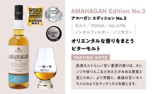 長濱蒸溜所 AMAHAGAN WorldMalt Edition No.3 滋賀県長浜市/長浜浪漫ビール株式会社 [AQBX005]アマハガン ウイスキー 洋酒 ハイボール モルト