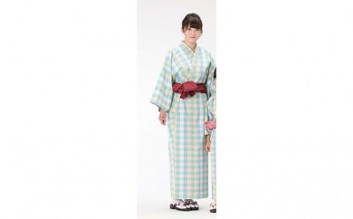 遠州綿紬使用 女性用 日本製 旅館浴衣&帯のセット 木苺 2092