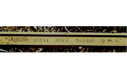 「BARROW STELL 1898 S380 OMI」の刻印があるレール