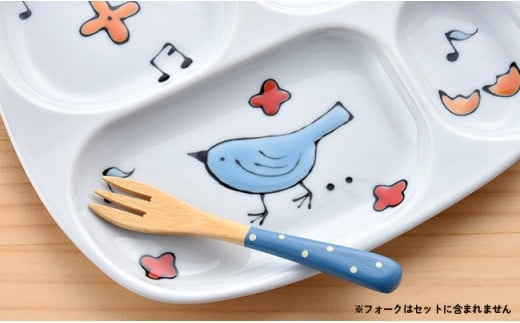DC12 【波佐見焼】子ども茶わんセット「青い鳥」プレート・ミニマグカップ・ミニ茶椀-4