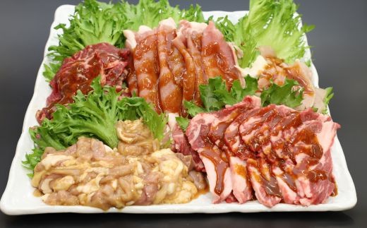 牛肉カルビ・鶏ムネ・生ラム・豚ロース・ホルモンの5種類！