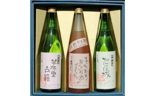 【21010】純米酒「半布里戸籍」・本醸造酒「加治田城」・「黒米酒」3本
