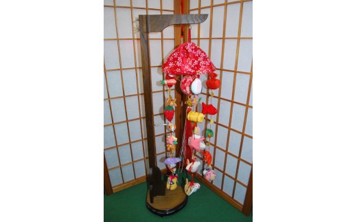 傘つきつるし飾り・大小兼用台付［森田人形製作］