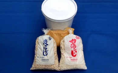 FQ2 小石原焼 味噌甕でつくる「カネダイ」の簡単手作りみそセット【青