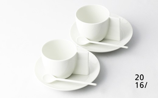 クリスチャン・メンデルツマ　コーヒーカップ×2　プレート140×2　スプーン×2　（white)