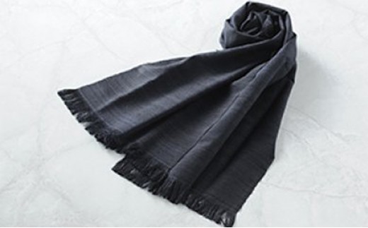 「伝統的工芸品」伊那紬（スカーフ）黒⑤[№5659-7105]
