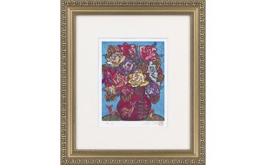 A-31 絹谷幸二版画「蒼天ふるさと薔薇」 857564 - 奈良県奈良市