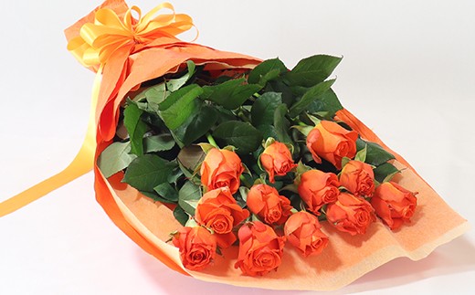 産地直送 バラの花束 オレンジ色のみ 12本 60cm以上の薔薇を厳選 ギフト用 佐賀県唐津市 ふるさと納税 ふるさとチョイス