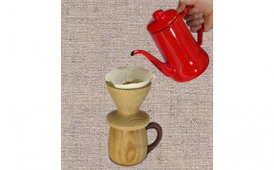 [№5712-7060]0216木製コーヒーカップ・ドリッパーセット（杉の木）規