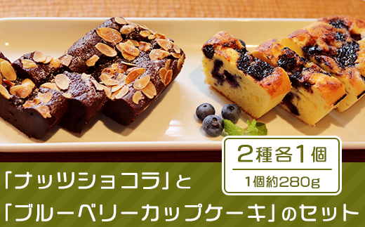 48-5 「ナッツショコラ」と「ブルーベリーカップケーキ」のセット(280g×2種) 231208 - 茨城県下妻市