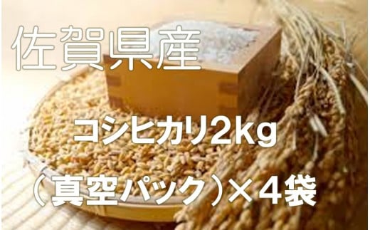 佐賀県産[コシヒカリ 無洗米]2kg×4袋(真空パック)