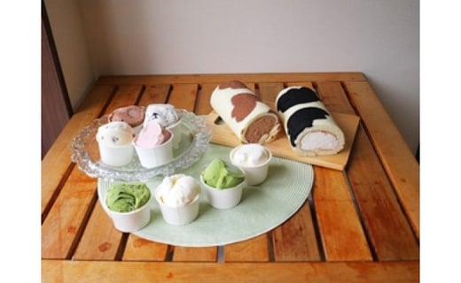 牛柄がとってもかわいいロールケーキ２本 手作りアイスクリーム8個セット 和歌山県海南市 ふるさと納税 ふるさとチョイス