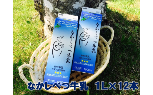 北海道なかしべつ牛乳 1L×12本
