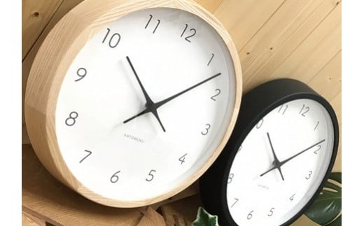 【B-25】KATOMOKU ホワイトアッシュの無垢材の木枠電波時計