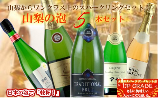 [№5768-0199]『山梨の泡』スパークリングワイン　5本セット　R505☆日本ワイン発祥の地、山梨より厳選☆
