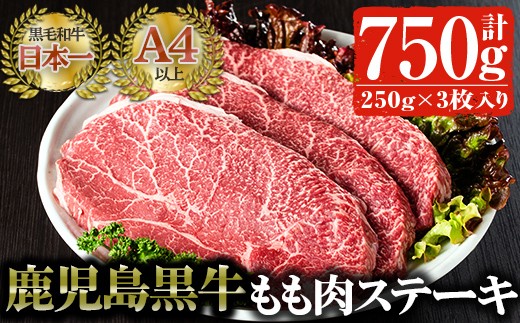 鹿児島黒牛 モモ肉ステーキ(250g×3パック・計750g) 国産 黒毛和牛 赤身【佐多精肉店】B13|佐多精肉店