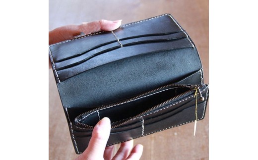 手作りレザーの長財布(ブラック) YS01【1088777】 - 大分県日出町 