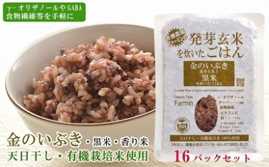 「金のいぶき」発芽玄米と黒米を炊いたごはん150g×16パック（天日干し・有機栽培玄米使用）