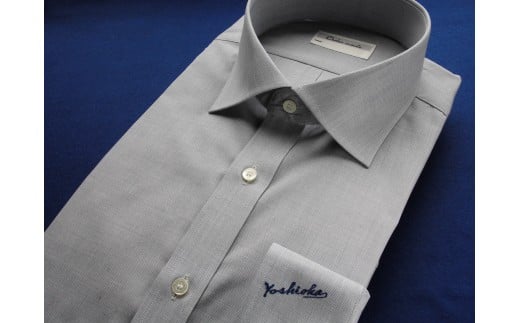オーダーワイシャツ -「オリジナルネーム入り」 川西町産貝ボタンを使用 -[生地:ノーアイロン] 貝釦 パターンオーダー Yシャツ ノーアイロン 形態安定 ビジネス 名前入り 日本製