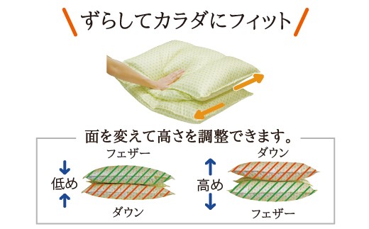 1163.氣代謝ふとん 羽毛まくら（専用カバーつき）