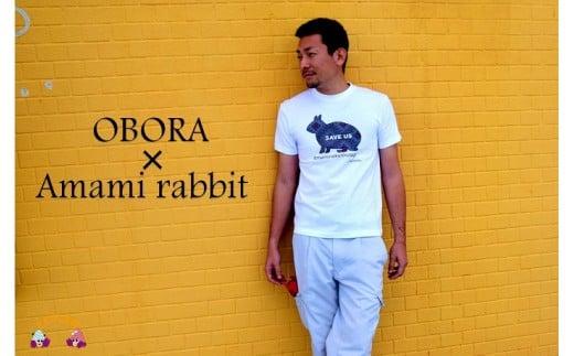 789TOKUNOSHIMA発ブランド　OBORA　Tシャツ　【Amami rabbit：White】 316418 - 鹿児島県徳之島町