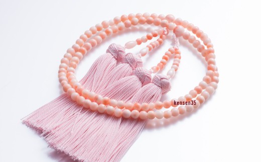 [宝石サンゴ]ピンク珊瑚本連数珠